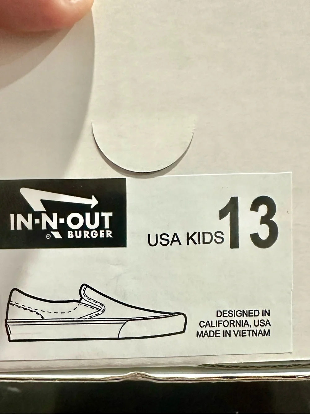 In-N-Out Burger Slip-On Shoes Kids Size 13 White Red Palm Tree Canvas Sneakers